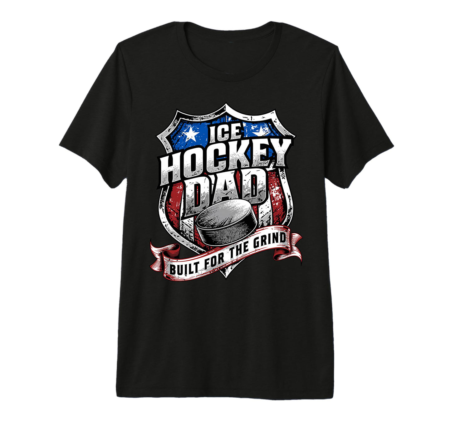 Mens Patriotic Ice Hockey Dad Built T-Shirt - Custom Art Print Men Women - T-Shirt, Sweatshirt, Hoodie