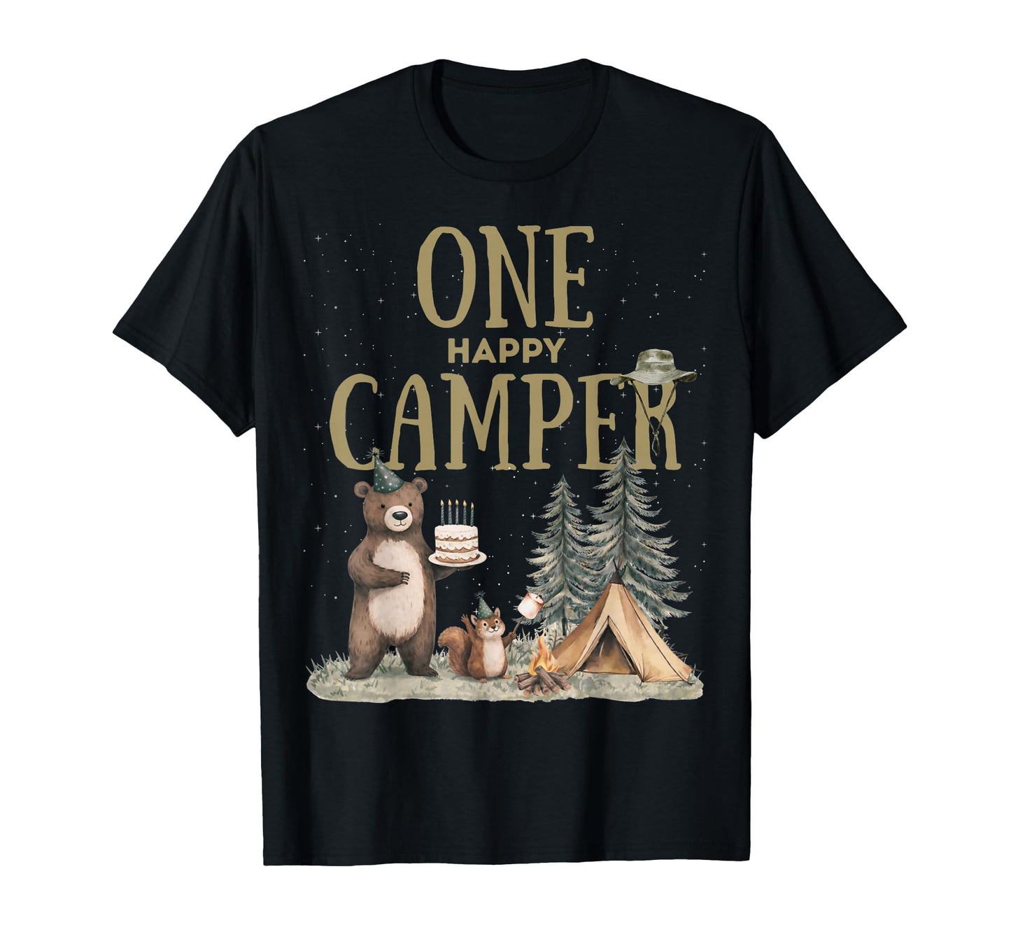 One Happy Camper 1St Birthday Camping T-Shirt - Graphic Print for Adults - T-Shirt, Sweatshirt, Hoodie