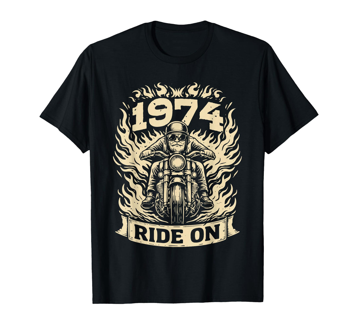 Biker 1974 Ride Birthday Motorcycle Rider T-Shirt - Graphic Print Unisex - T-Shirt, Sweatshirt, Hoodie