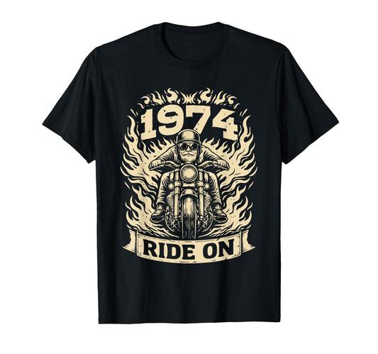 Biker 1974 Ride Birthday Motorcycle Rider T-Shirt - Graphic Print Unisex - T-Shirt, Sweatshirt, Hoodie