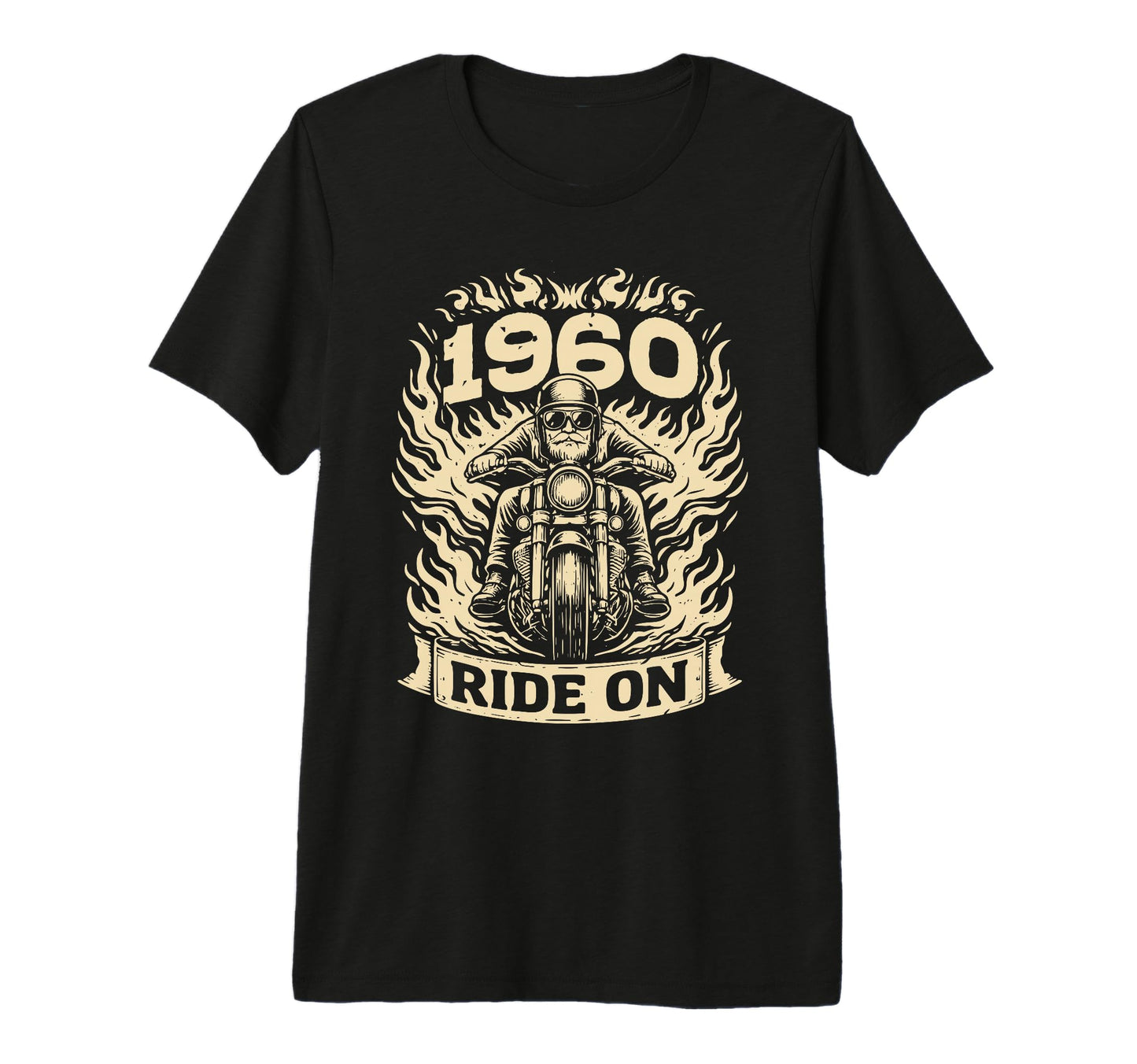 Mens Biker 1960 Ride Birthday Motorcycle T-Shirt - Graphic Print Men Women - T-Shirt, Sweatshirt, Hoodie