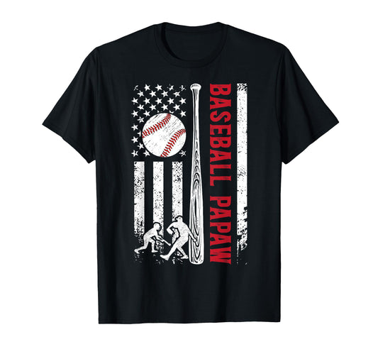 Baseball Papaw Us Flag Papaw Baseball T-Shirt - Custom Art Print Unisex - T-Shirt, Sweatshirt, Hoodie