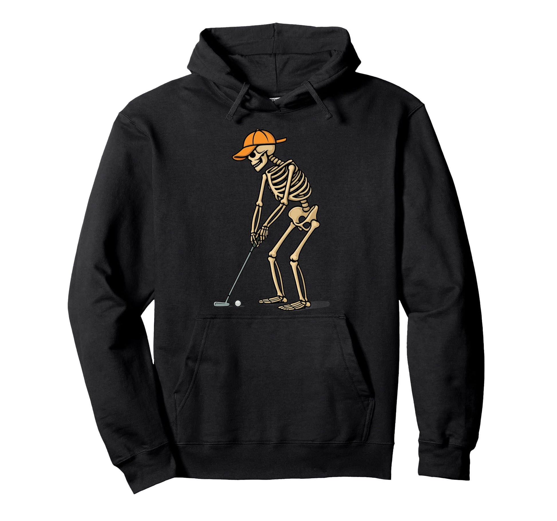 Halloween Skeleton Dad Golfer Putting Funny Hoodie - Unique Graphic Unisex - T-Shirt, Sweatshirt, Hoodie