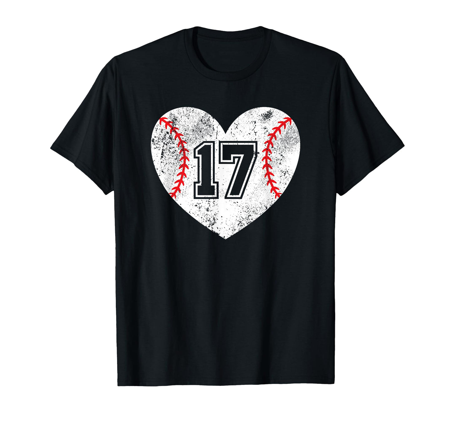 Baseball Heart Player 17 Baseball Mom Dad T-Shirt - Graphic Print Unisex - T-Shirt, Sweatshirt, Hoodie