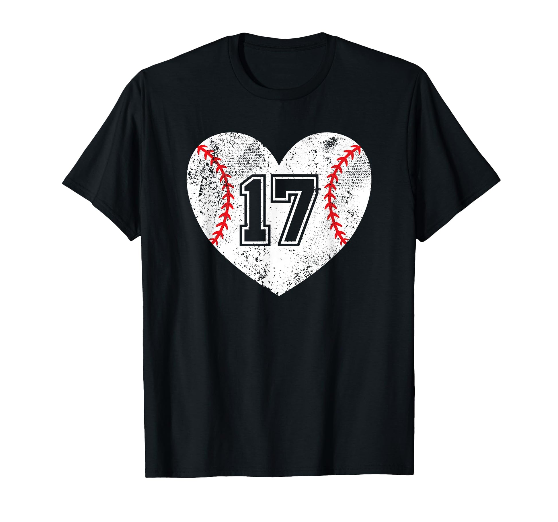 Baseball Heart Player 17 Baseball Mom Dad T-Shirt - Graphic Print Unisex - T-Shirt, Sweatshirt, Hoodie