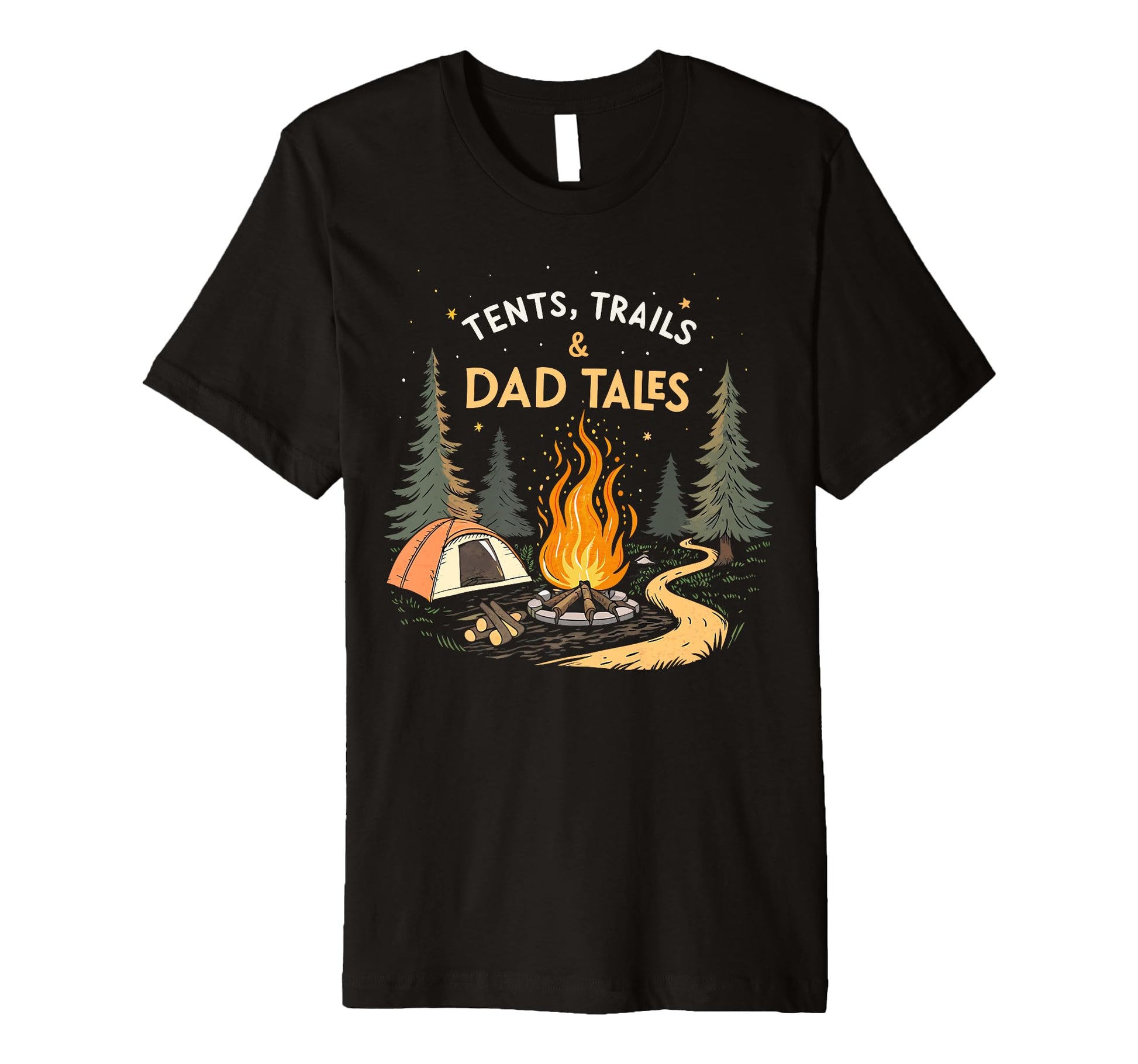 Tents Trails And Dad Tales Outdoorsman T-Shirt - Trendy Graphic for Adults - T-Shirt, Sweatshirt, Hoodie