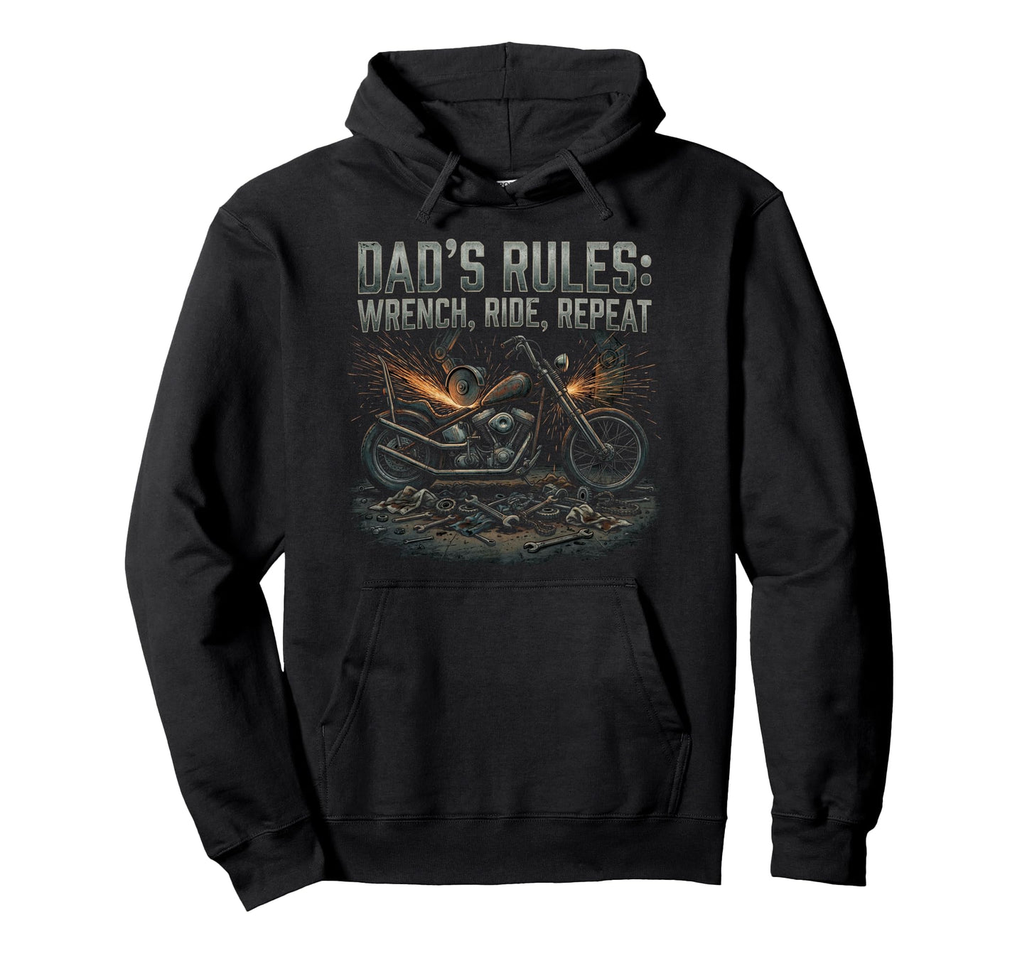 Garage Motorcycle Papa Rider Biker Dad Hoodie - Novelty Apparel Men Women - T-Shirt, Sweatshirt, Hoodie