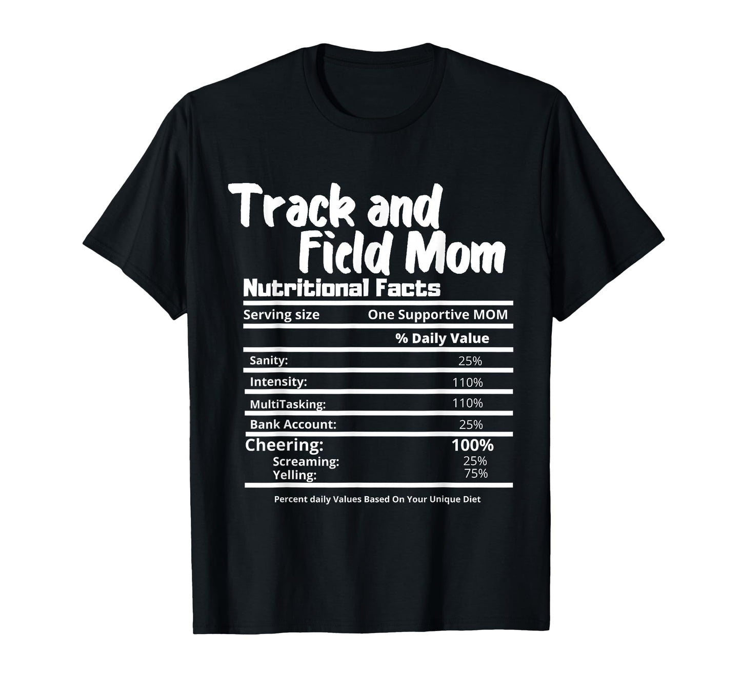 Track And Field Mom Nutrition Fact T-Shirt - Aesthetic Graphic for Adults - T-Shirt, Sweatshirt, Hoodie