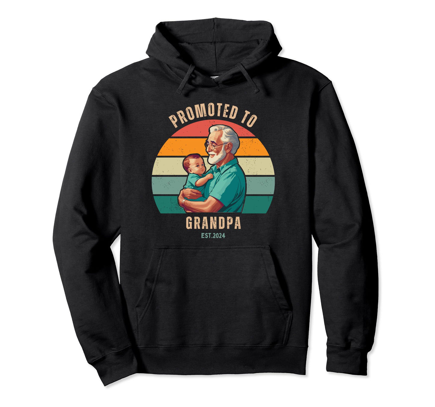 Promoted To Grandpa Est 2024 New Grandpa Hoodie - Unique Graphic Unisex - T-Shirt, Sweatshirt, Hoodie