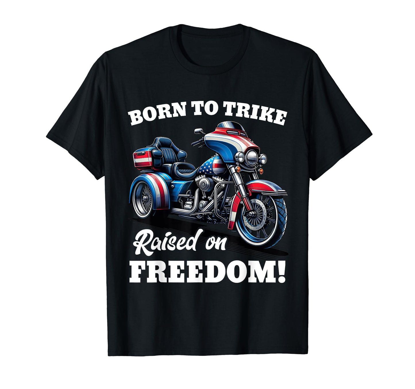 Triker Motorcycle Patriotic American T-Shirt - Custom Art Print for Adults - T-Shirt, Sweatshirt, Hoodie