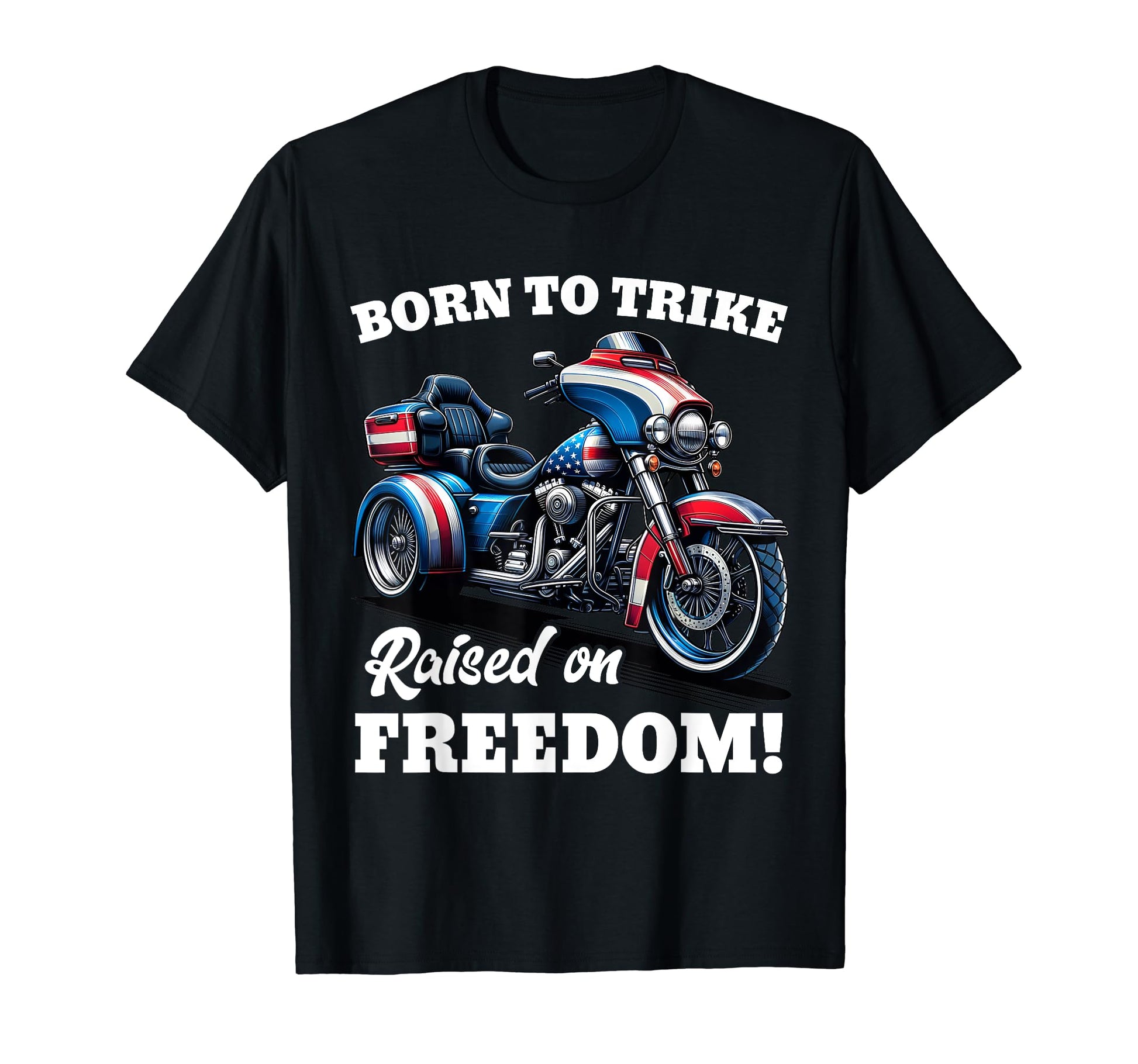 Triker Motorcycle Patriotic American T-Shirt - Custom Art Print for Adults - T-Shirt, Sweatshirt, Hoodie