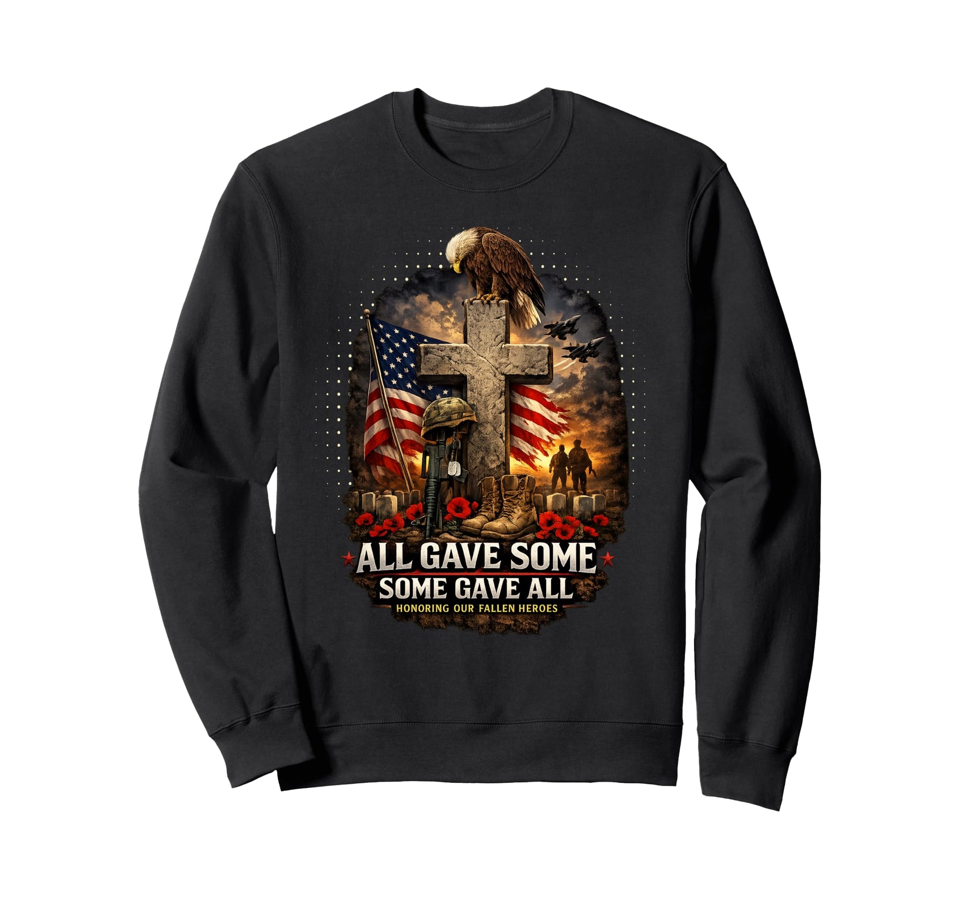 Memorial Day Veteran Patriotic Eagle Sweatshirt - Unique Graphic Unisex - T-Shirt, Sweatshirt, Hoodie