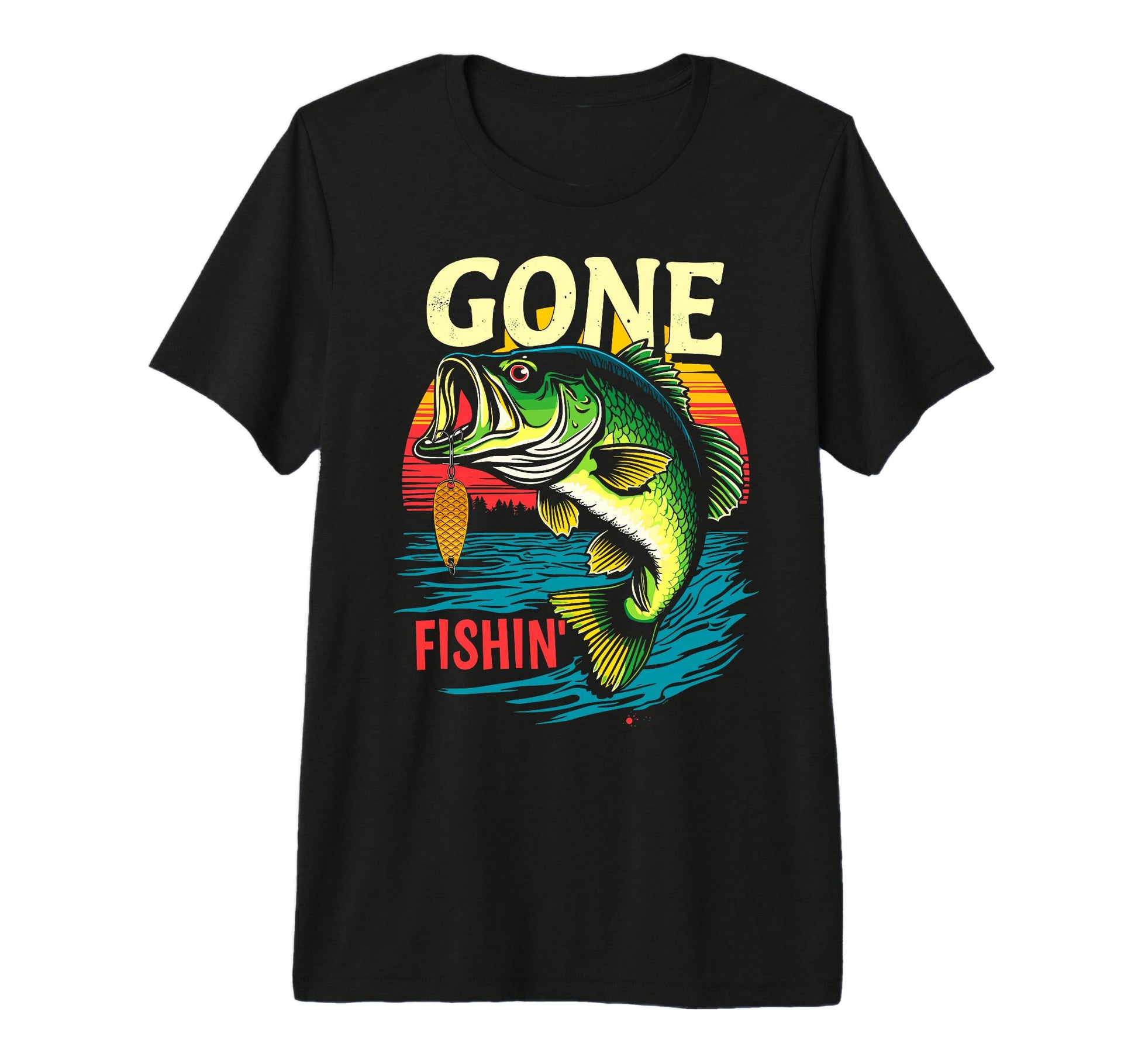 Bass Fisherman Gone Fishin Bass T-Shirt - Novelty Apparel Men Women - T-Shirt, Sweatshirt, Hoodie