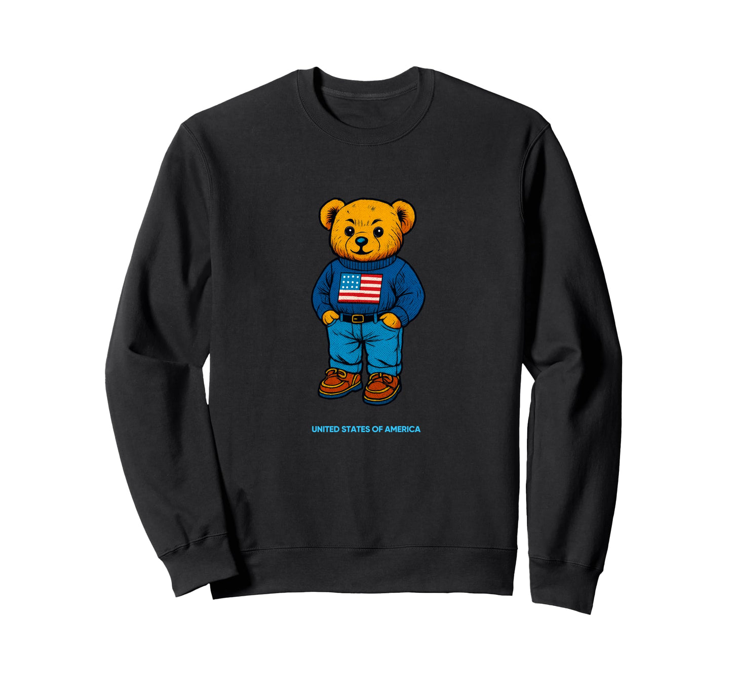 American Teddy Bear Comic Pop Sweatshirt - Aesthetic Graphic for Adults - T-Shirt, Sweatshirt, Hoodie