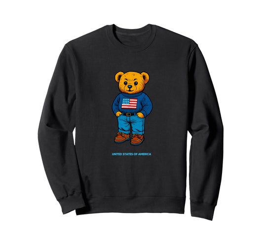American Teddy Bear Comic Pop Sweatshirt - Aesthetic Graphic for Adults - T-Shirt, Sweatshirt, Hoodie