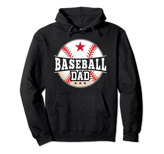 Baseball Dad Dad Fathers Day Baseball Hoodie - Unique Graphic Men Women - T-Shirt, Sweatshirt, Hoodie