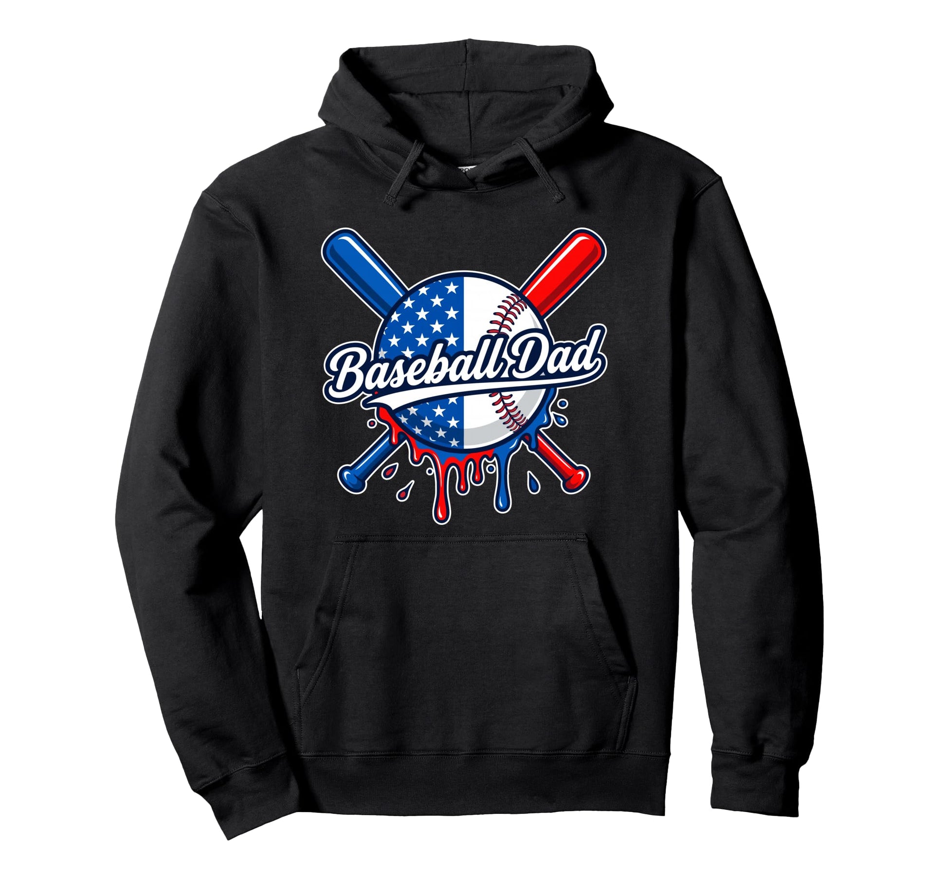 Patriotic Baseball Dad Usa Flag Hoodie - Minimalist Print Men Women - T-Shirt, Sweatshirt, Hoodie