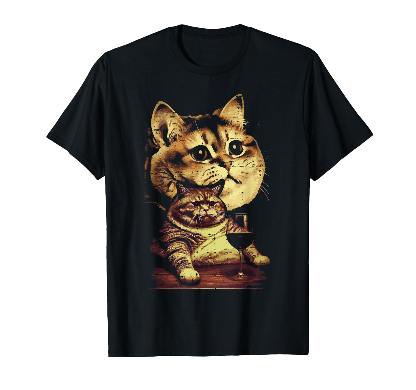 Tabby Cat Wine Glass Funny Meme T-Shirt - Custom Art Print Men Women - T-Shirt, Sweatshirt, Hoodie