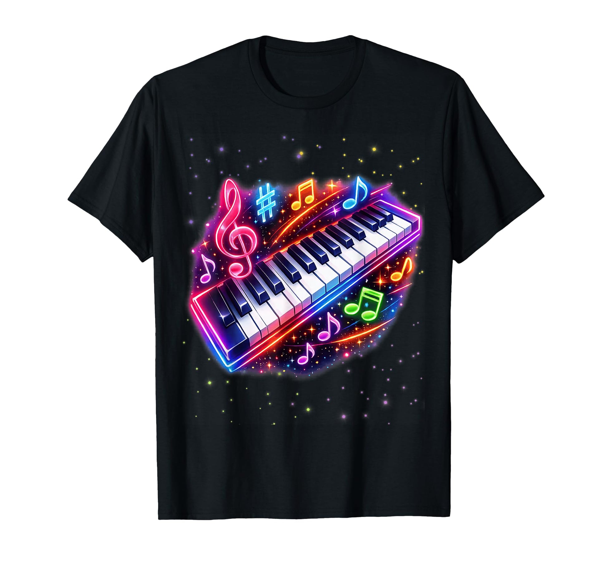 Colorful Piano Keyboard Music Notes T-Shirt - Streetwear Style Men Women - T-Shirt, Sweatshirt, Hoodie