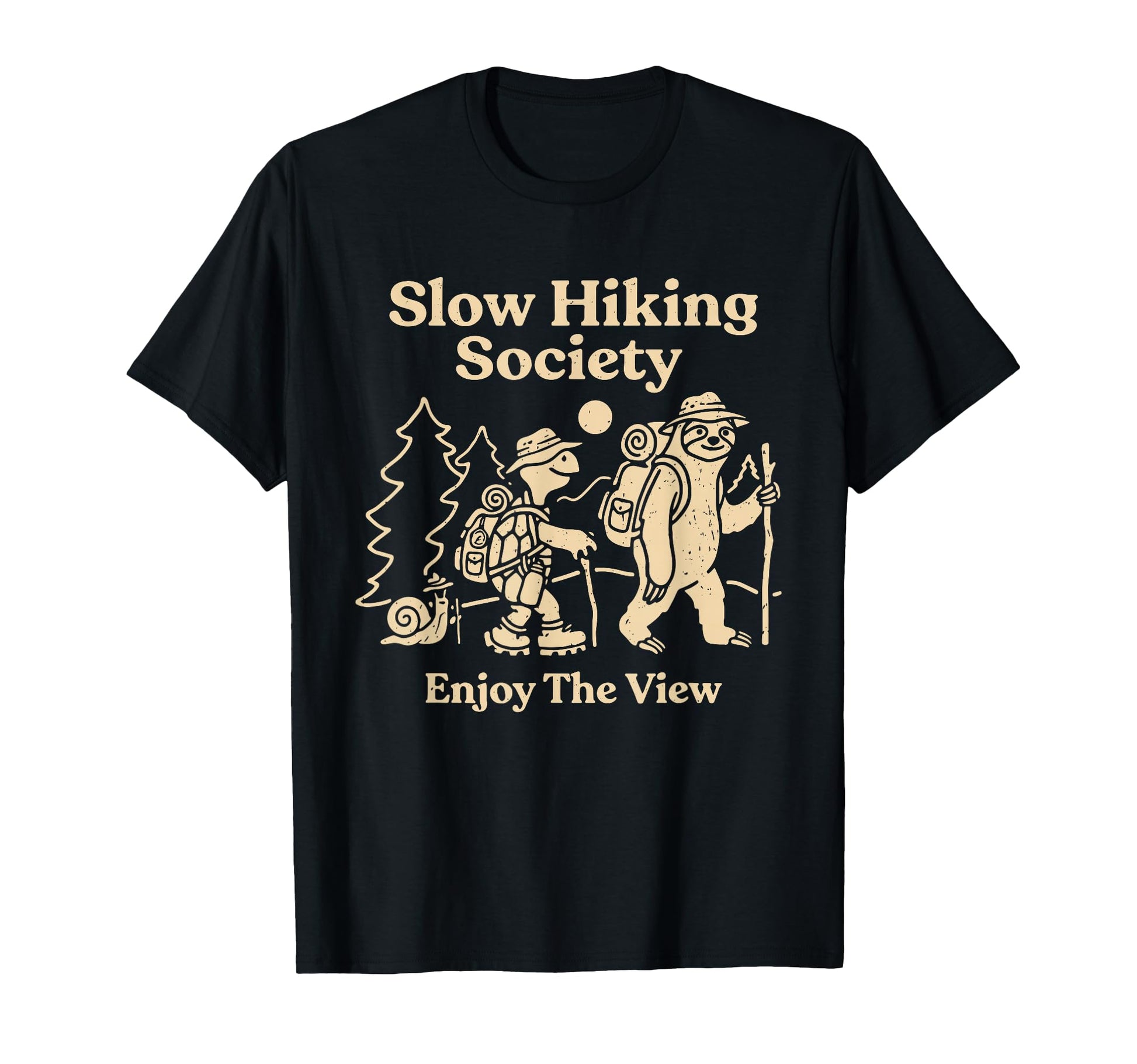 Slow Hiking Society Enjoy View Funny Sloth T-Shirt - Unique Graphic Unisex - T-Shirt, Sweatshirt, Hoodie