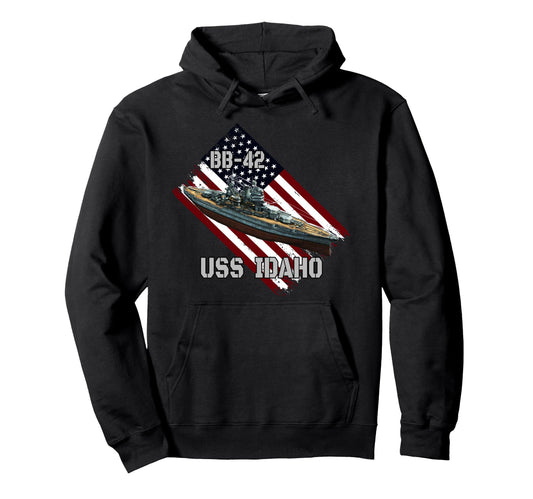 Battleship Uss Idaho Bb 42 Combat Hoodie - Minimalist Print Men Women - T-Shirt, Sweatshirt, Hoodie