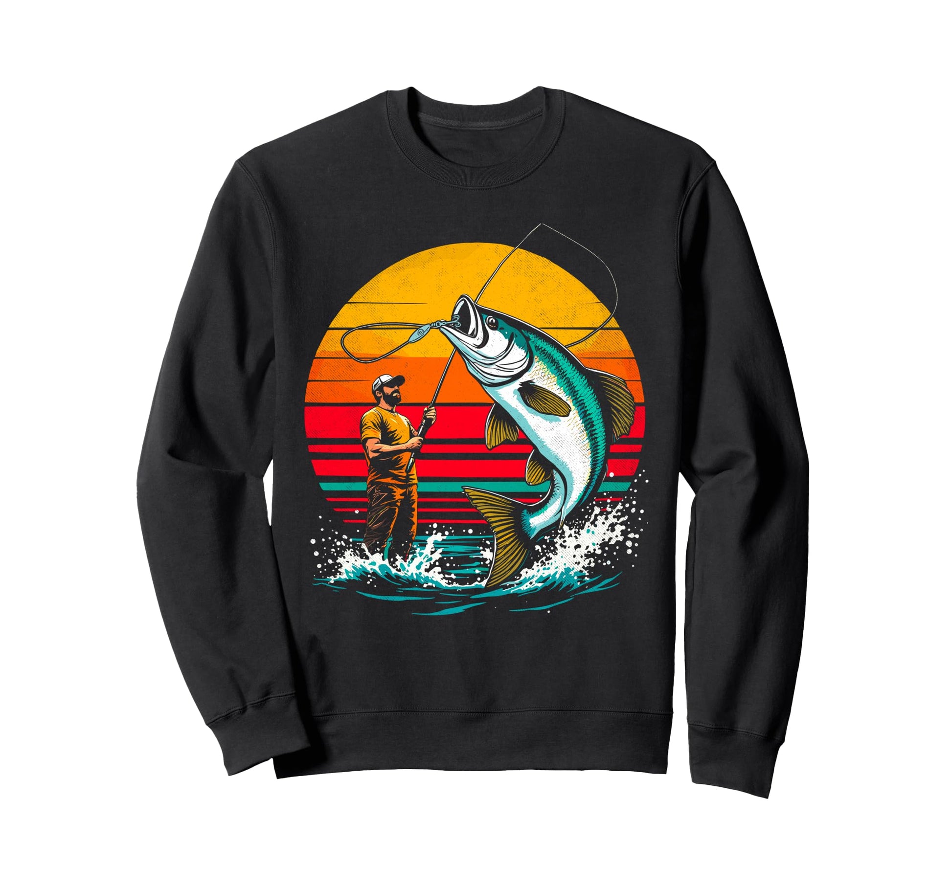 Fisherman Angler Bass Fishing Angling Sweatshirt - Minimalist Print Unisex - T-Shirt, Sweatshirt, Hoodie