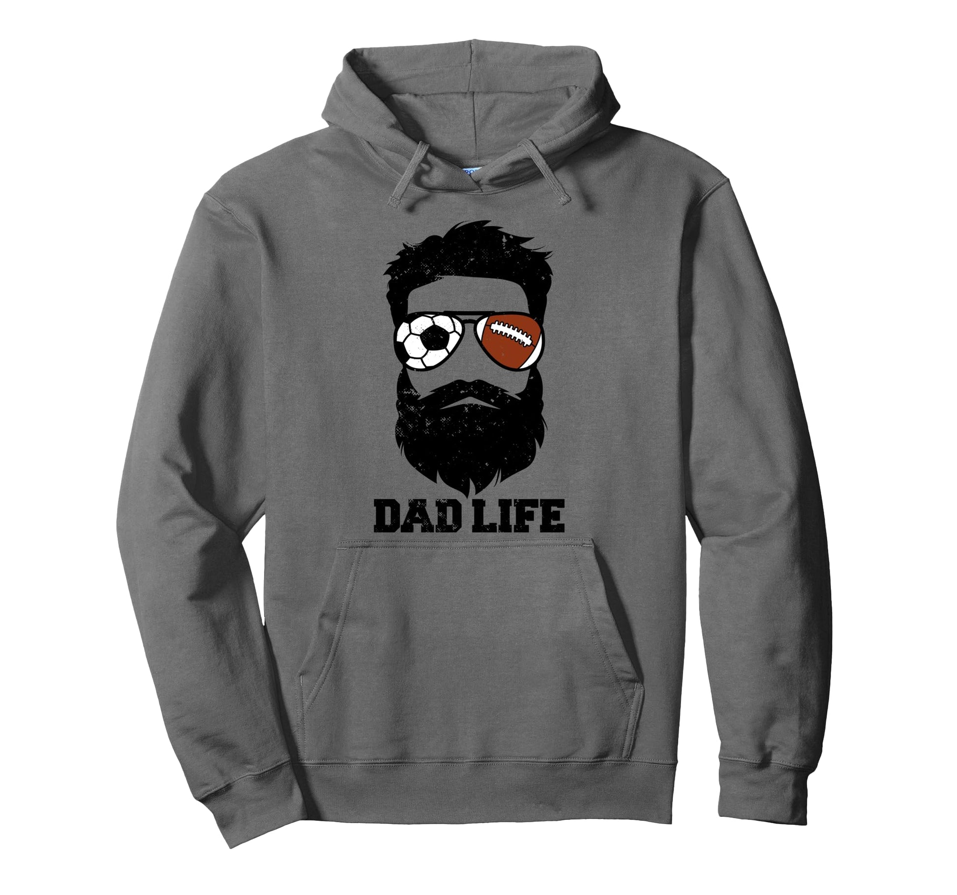 Soccer Football Dad Messy Hair Beard Soccer Hoodie - Graphic Print Unisex - T-Shirt, Sweatshirt, Hoodie