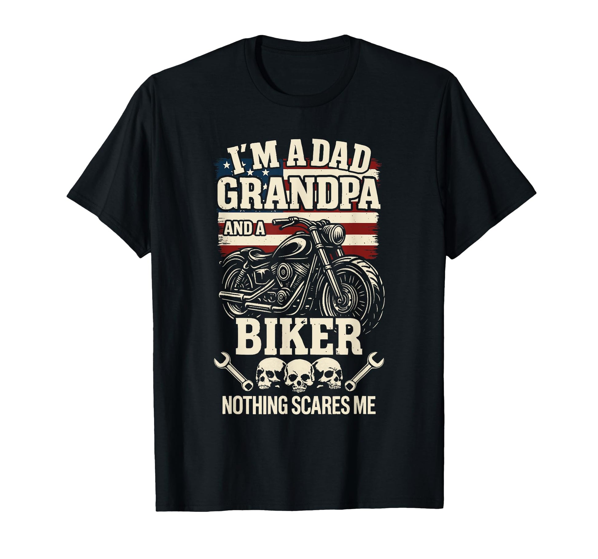 Dad Grandpa Biker Usa Flag Motorcycle T-Shirt - Fun Novelty Design Unisex - T-Shirt, Sweatshirt, Hoodie