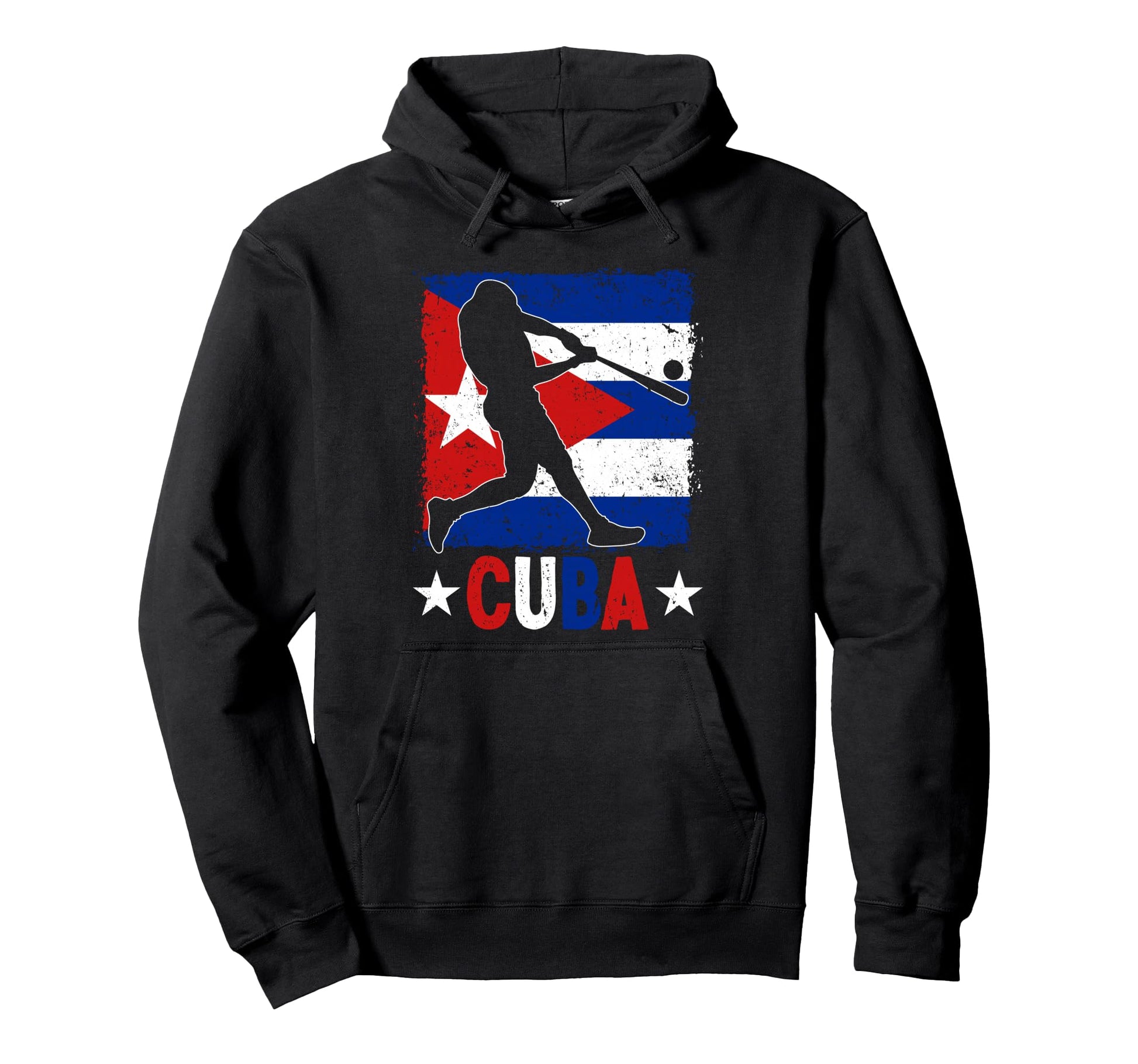 Cuban Baseball Player Cuba Flag Hoodie - Casual Everyday Wear Men Women - T-Shirt, Sweatshirt, Hoodie
