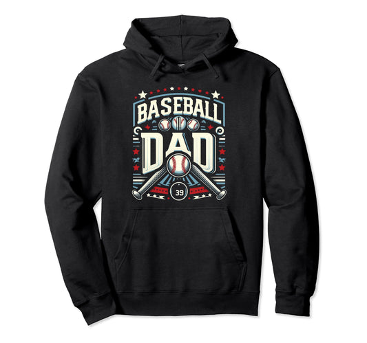 Baseball Dad Fathers Day Hoodie - Graphic Print for Adults - T-Shirt, Sweatshirt, Hoodie