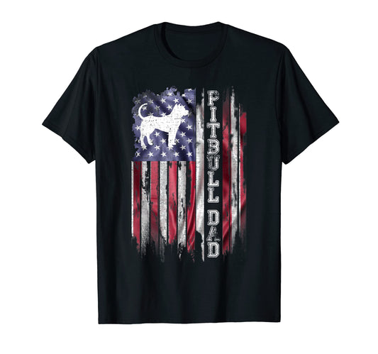 American Flag Proud Pitbull Dad T-Shirt - Aesthetic Graphic Men Women - T-Shirt, Sweatshirt, Hoodie