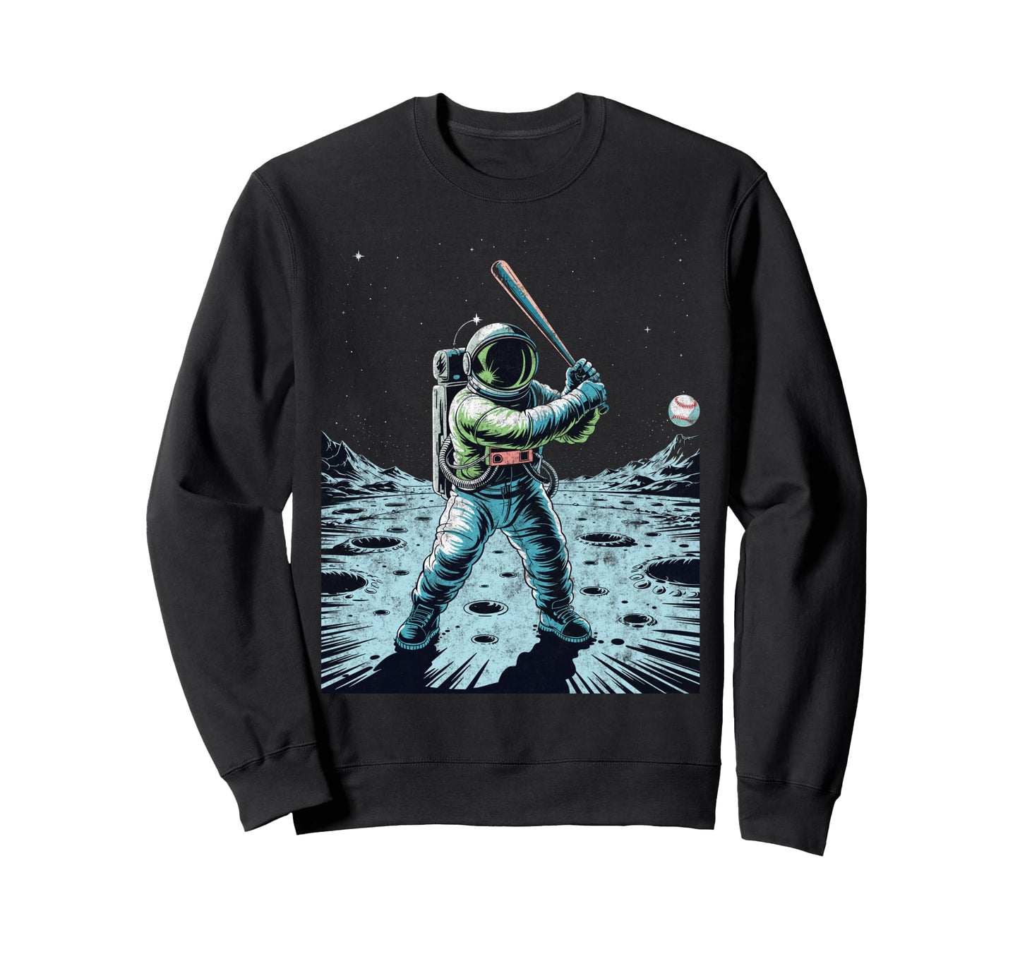Astronaut Baseball Player Sweatshirt - Casual Everyday Wear Men Women - T-Shirt, Sweatshirt, Hoodie