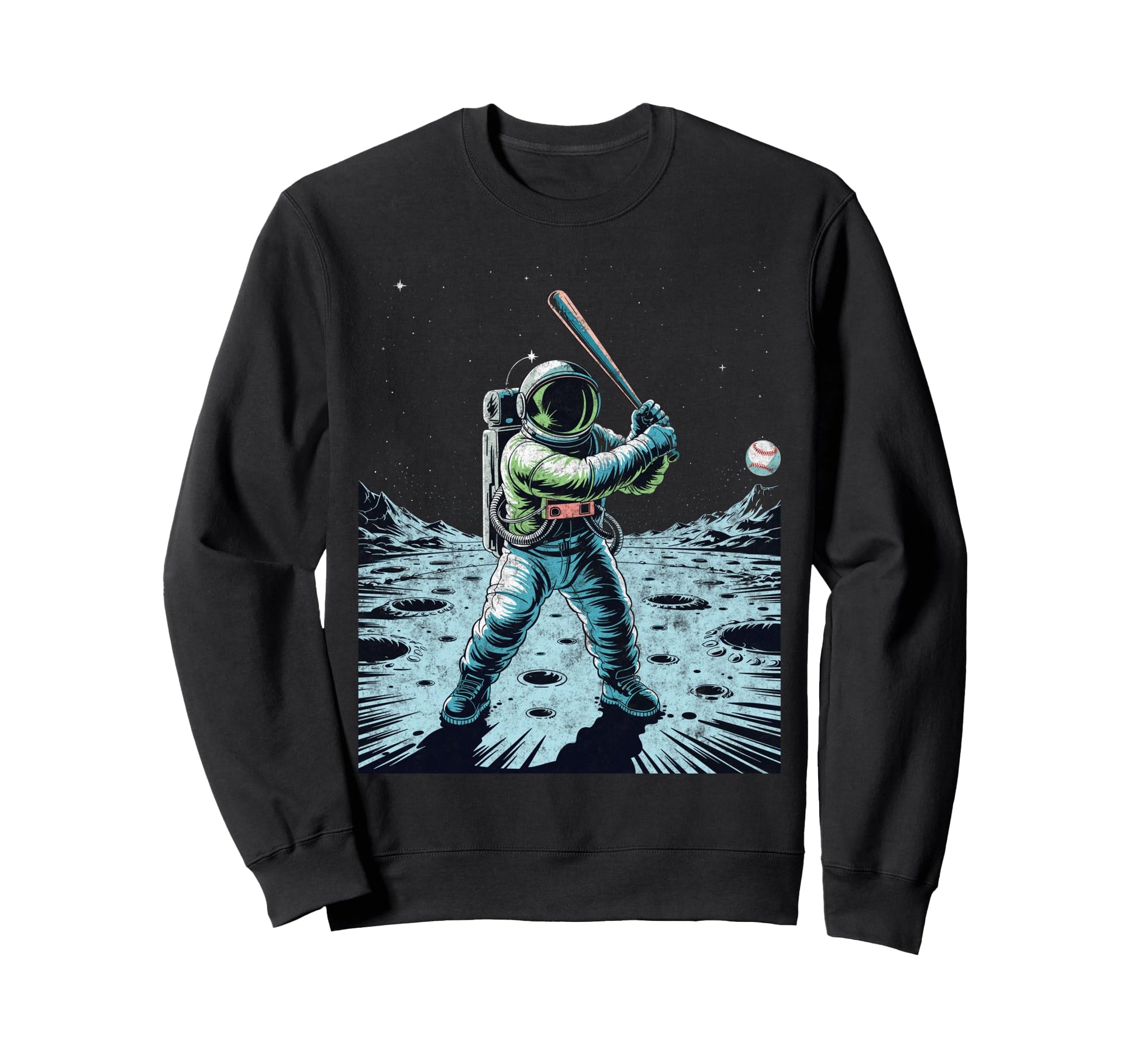 Astronaut Baseball Player Sweatshirt - Casual Everyday Wear Men Women - T-Shirt, Sweatshirt, Hoodie