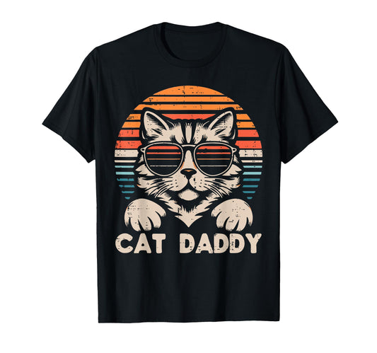 Cat Daddy Sunglasses Sunset Fur Dad T-Shirt - Minimalist Print Men Women - T-Shirt, Sweatshirt, Hoodie