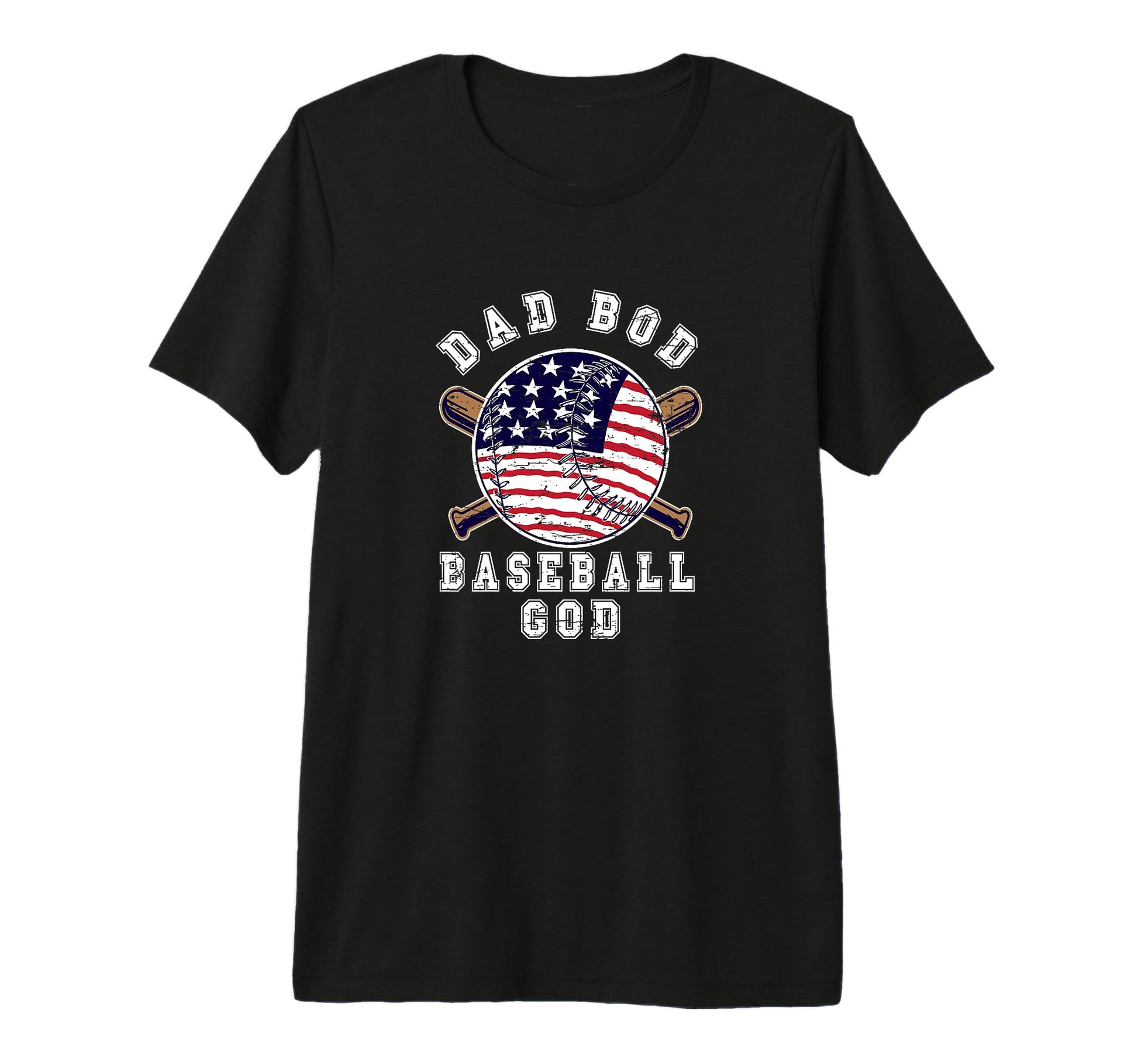 Mens Dad Bod Baseball God Us Flag T-Shirt - Streetwear Style Men Women - T-Shirt, Sweatshirt, Hoodie