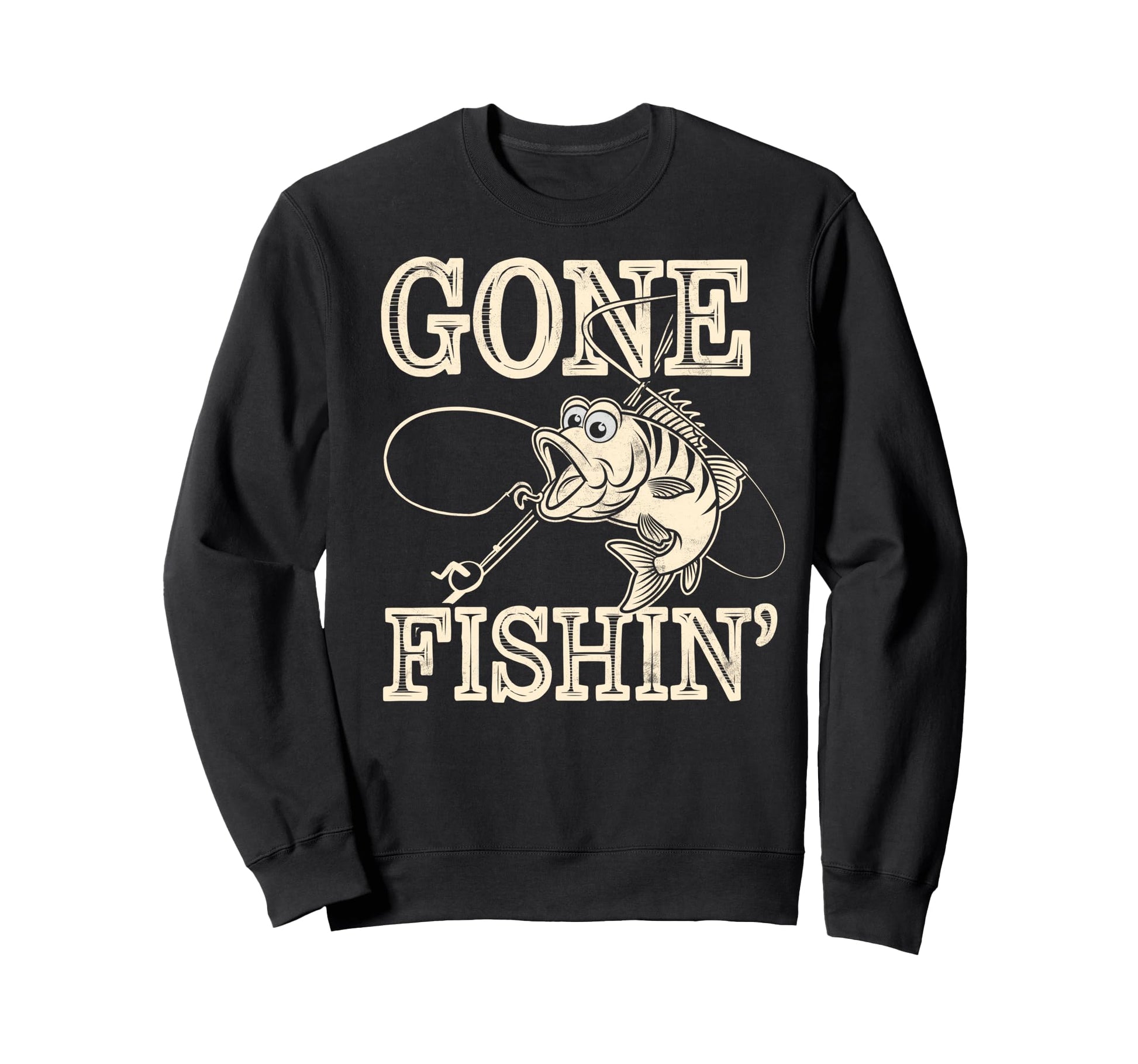 Bass Fisherman Gone Fishin Bass Sweatshirt - Fun Novelty Design Men Women - T-Shirt, Sweatshirt, Hoodie