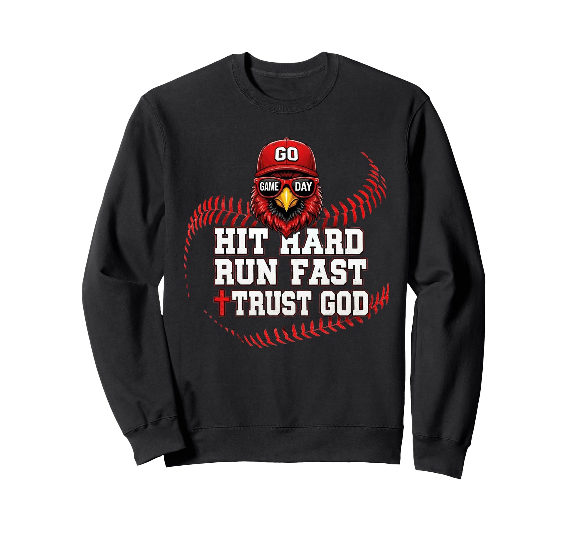 Hit Hard Run Fast Trust God Sweatshirt - Minimalist Print for Adults - T-Shirt, Sweatshirt, Hoodie