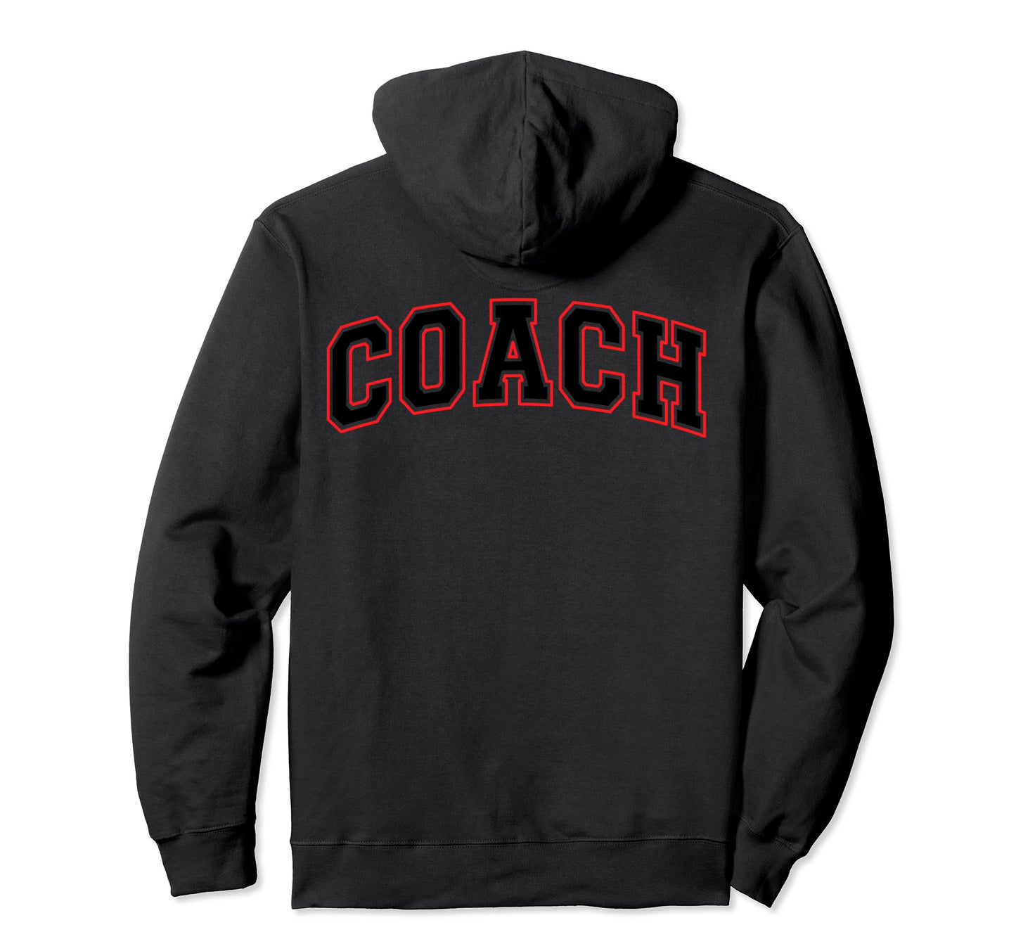 Coach Sports Trainer Black Red Back Hoodie - Fun Novelty Design Men Women - T-Shirt, Sweatshirt, Hoodie
