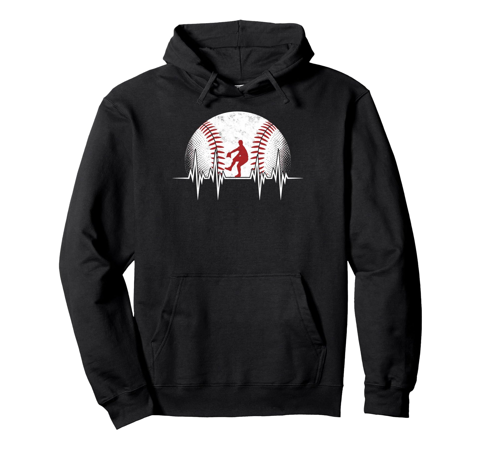 Baseball Ball Heartbeat Player Coach Dad Hoodie - Minimalist Print Unisex - T-Shirt, Sweatshirt, Hoodie
