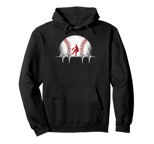 Baseball Ball Heartbeat Player Coach Dad Hoodie - Minimalist Print Unisex - T-Shirt, Sweatshirt, Hoodie