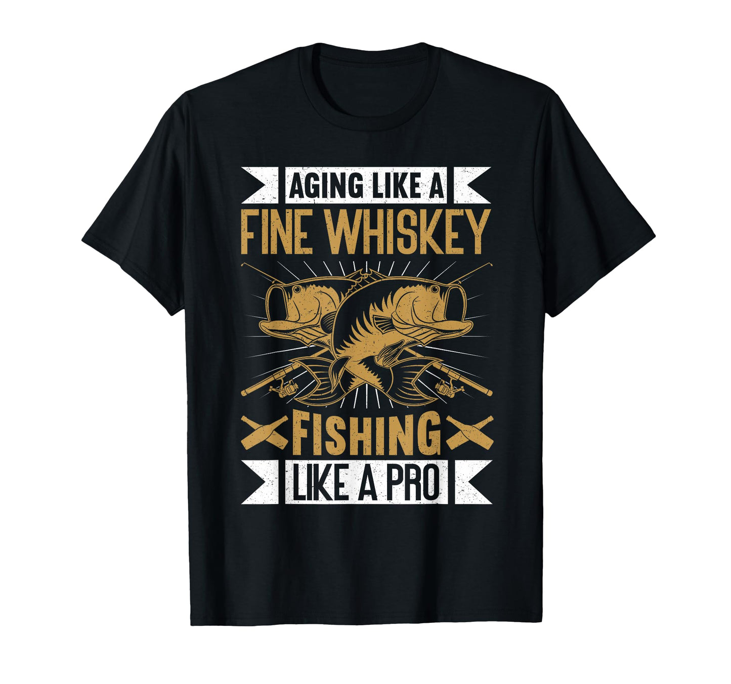 Aging Like Fine Whiskey Fishing Like T-Shirt - Minimalist Print for Adults - T-Shirt, Sweatshirt, Hoodie