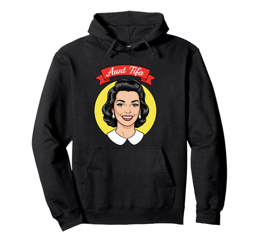 Aunt Tifa Pop Art Portrait Cartoon Hoodie - Trendy Graphic Men Women - T-Shirt, Sweatshirt, Hoodie