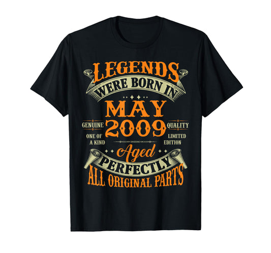 17Th Birthday Gift Legend Born May 2009 T-Shirt - Novelty Apparel Unisex - T-Shirt, Sweatshirt, Hoodie