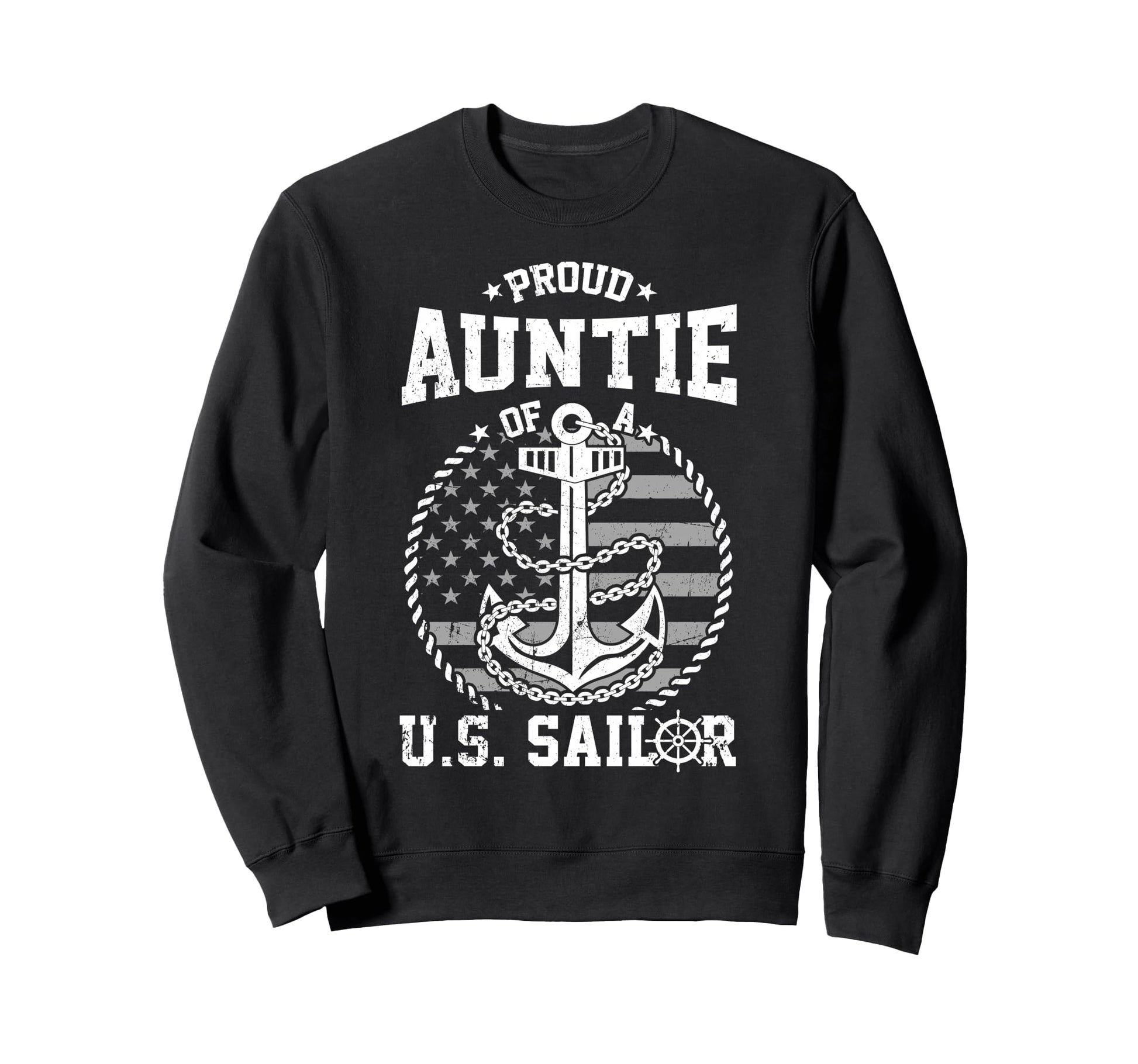 Proud Auntie Us Sailor Anchor Sweatshirt - Aesthetic Graphic for Adults - T-Shirt, Sweatshirt, Hoodie