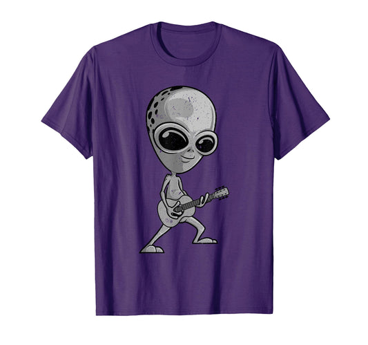 Alien Guitarist Ufo Guitar Player T-Shirt - Minimalist Print Men Women - T-Shirt, Sweatshirt, Hoodie