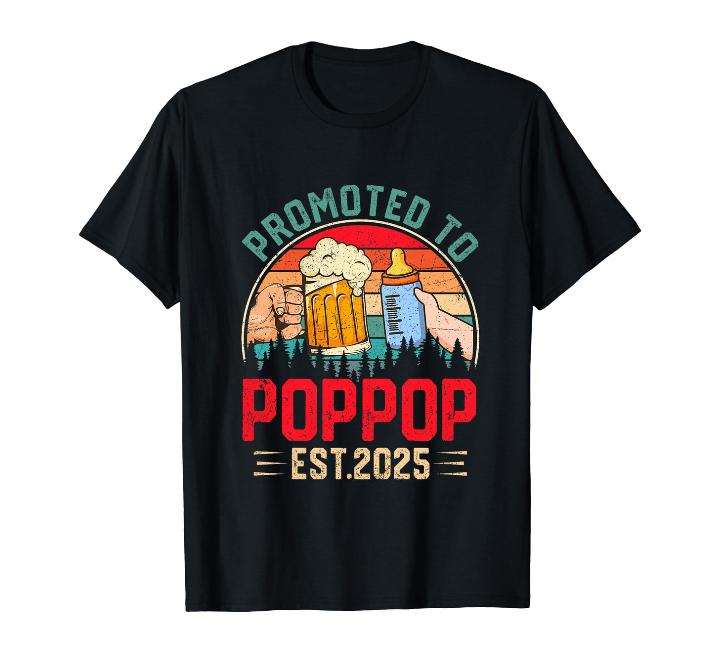 Grandpa To Be Promoted To Poppop Est T-Shirt - Custom Art Print Men Women - T-Shirt, Sweatshirt, Hoodie