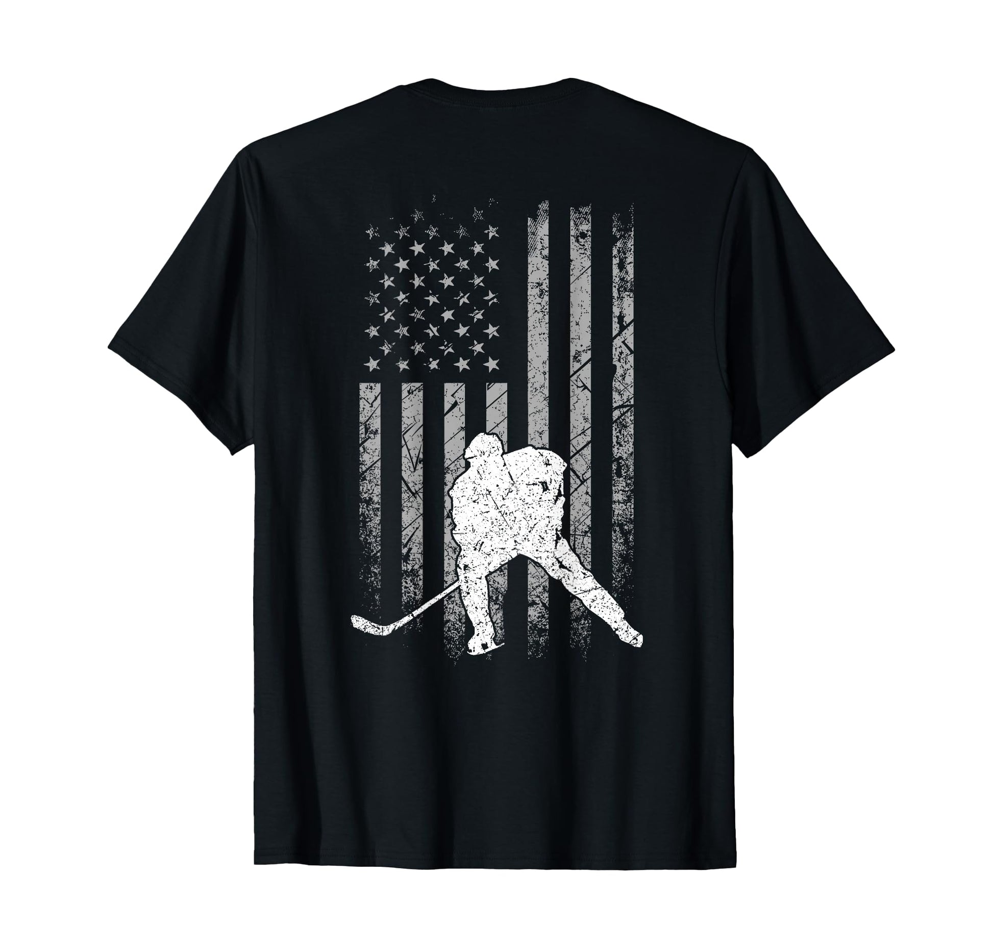 Ice Hockey Patriotic American Flag Hockey T-Shirt - Graphic Print Unisex - T-Shirt, Sweatshirt, Hoodie