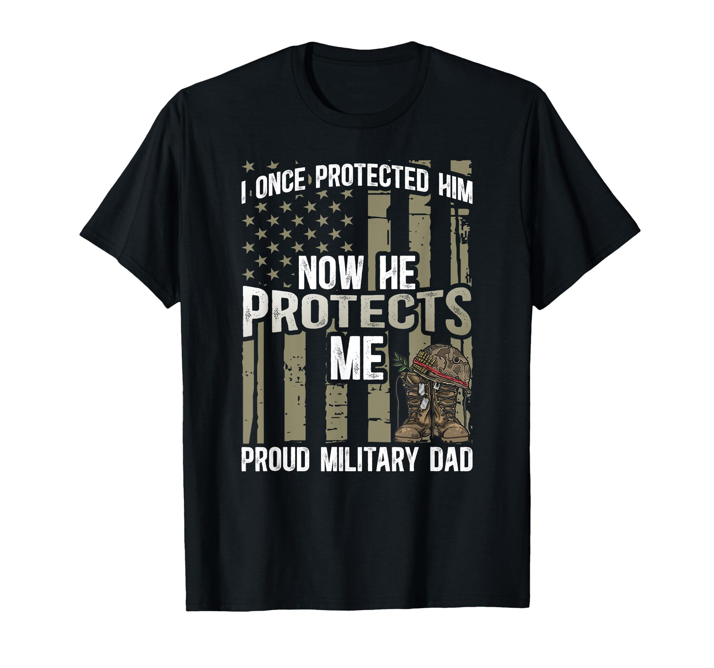 Proud Military Dad American Flag T-Shirt - Graphic Print for Adults - T-Shirt, Sweatshirt, Hoodie