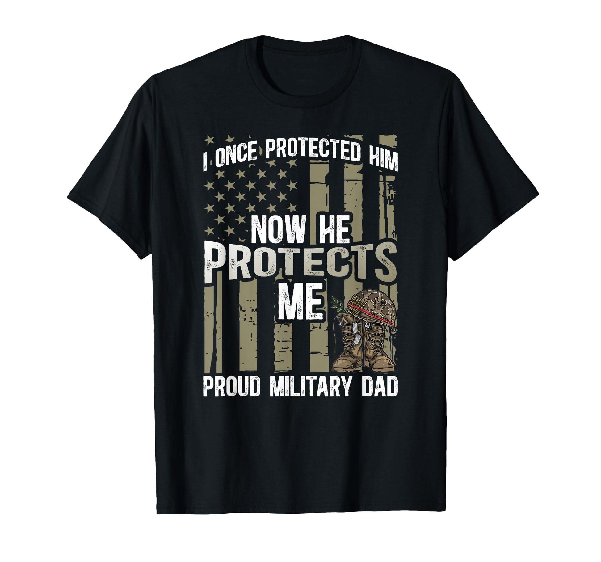 Proud Military Dad American Flag T-Shirt - Graphic Print for Adults - T-Shirt, Sweatshirt, Hoodie