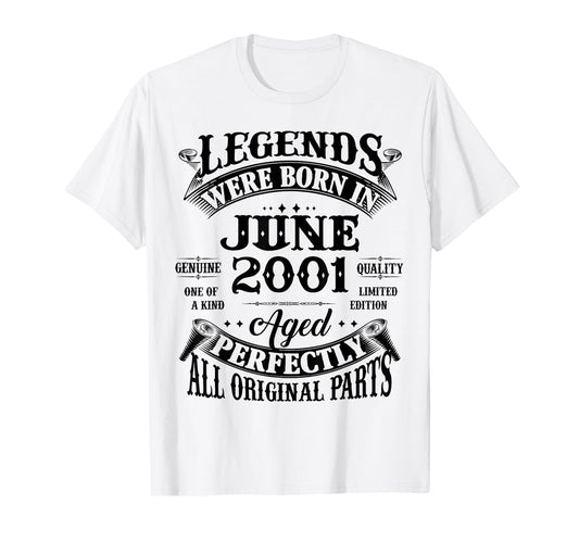 25Th Birthday Gift Legend Born June 2001 T-Shirt - Unique Graphic Unisex - T-Shirt, Sweatshirt, Hoodie